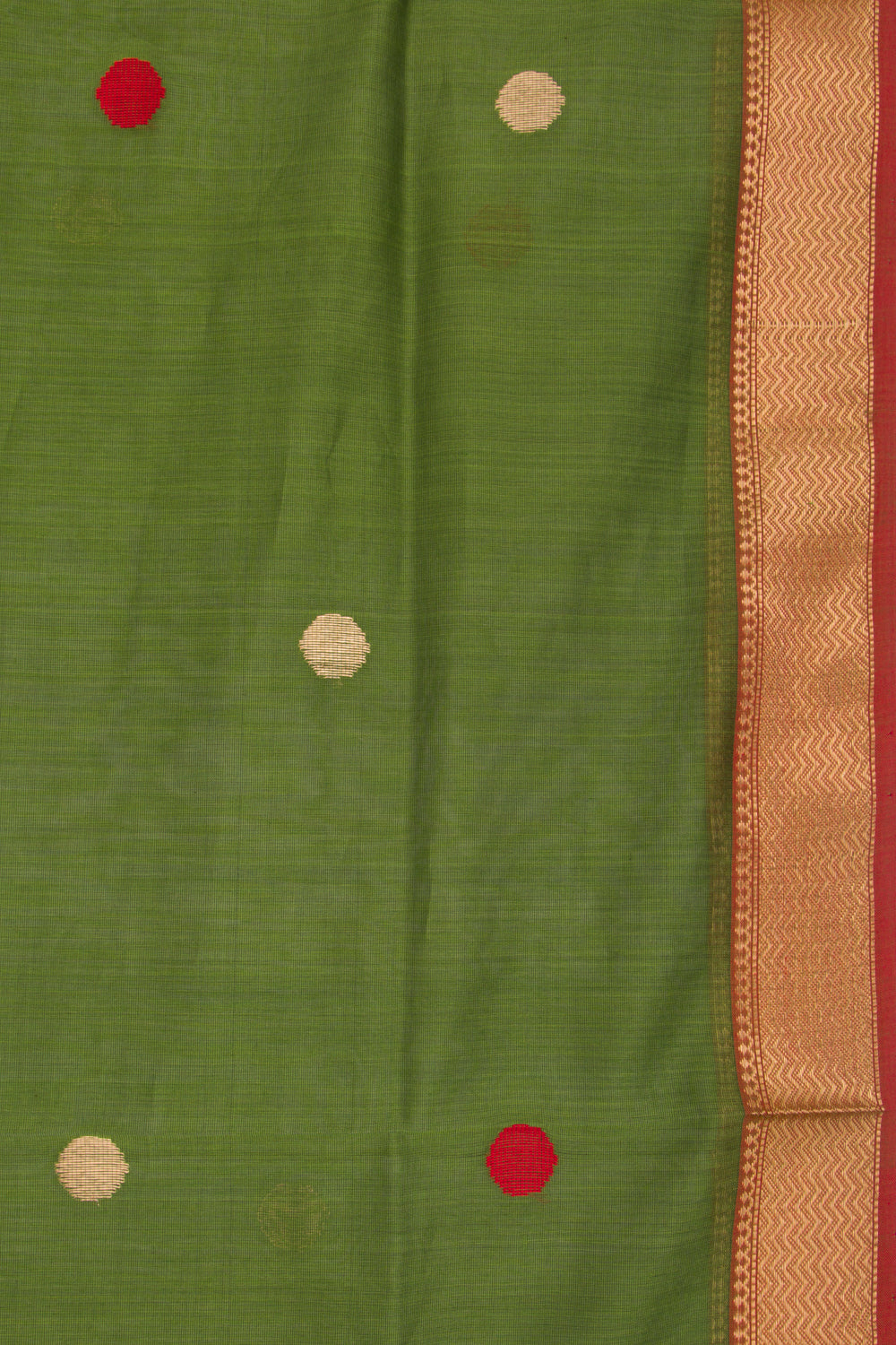 Maheshwari Cotton Butta Green Saree