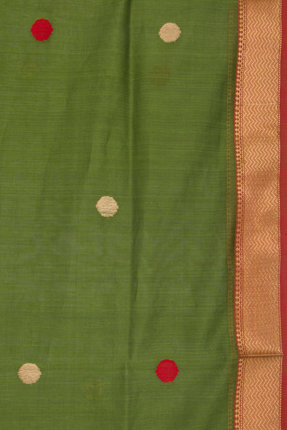 Maheshwari Cotton Butta Green Saree