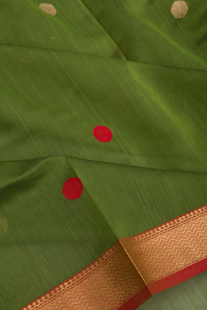 Maheshwari Cotton Butta Green Saree