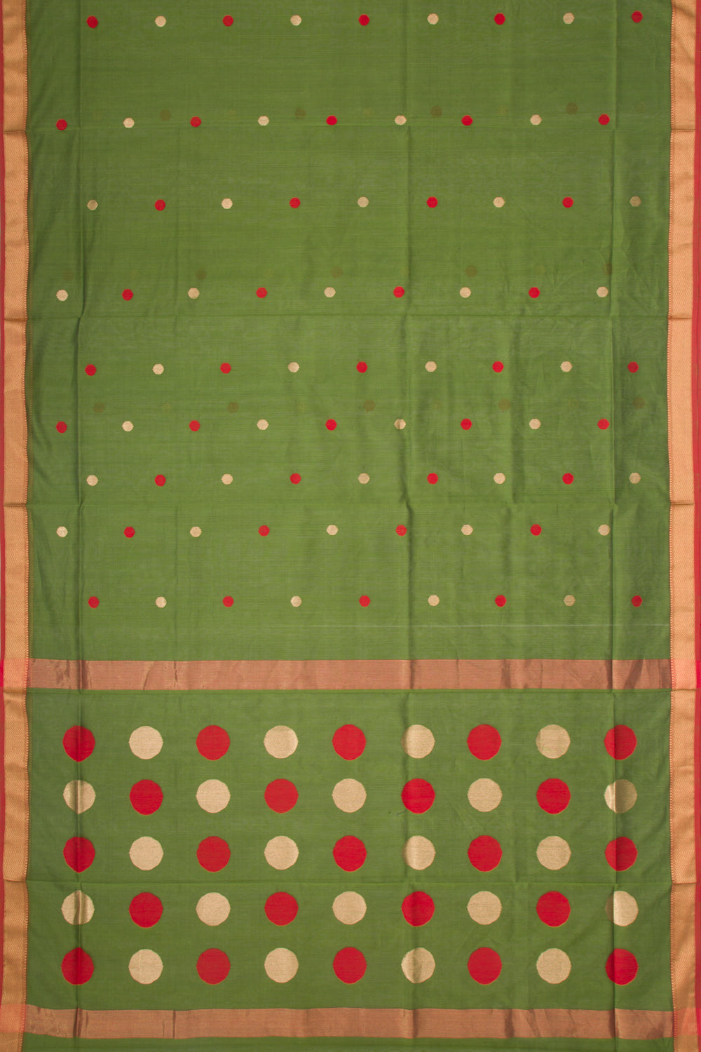 Maheshwari Cotton Butta Green Saree