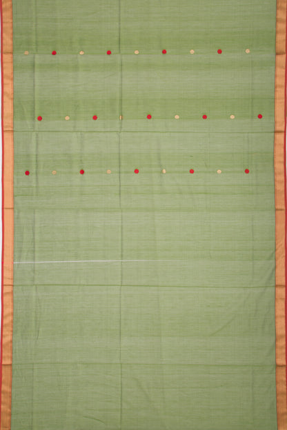 Maheshwari Cotton Butta Green Saree