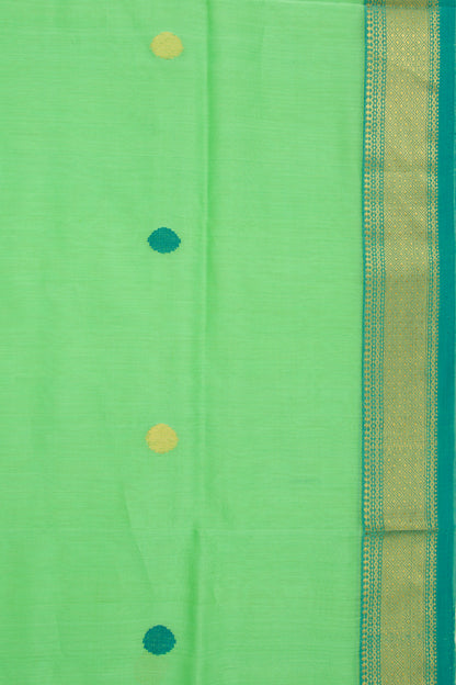 Maheshwari Cotton Butta Green Saree