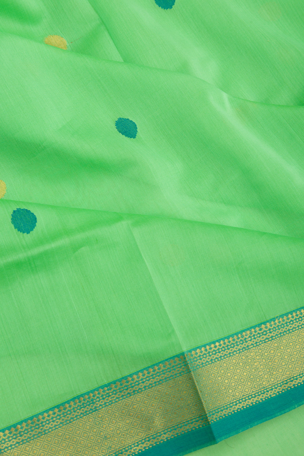 Maheshwari Cotton Butta Green Saree