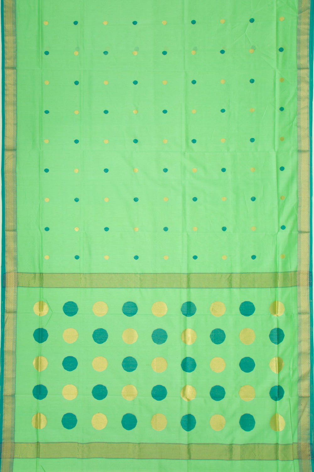 Maheshwari Cotton Butta Green Saree