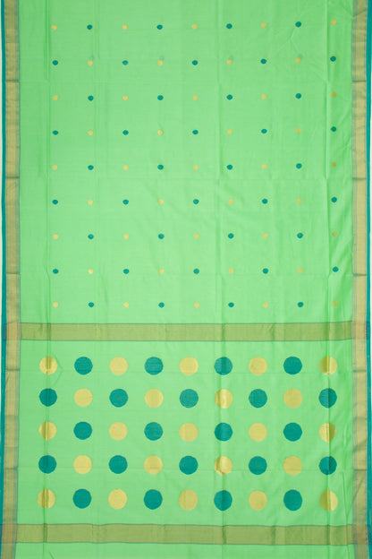 Maheshwari Cotton Butta Green Saree