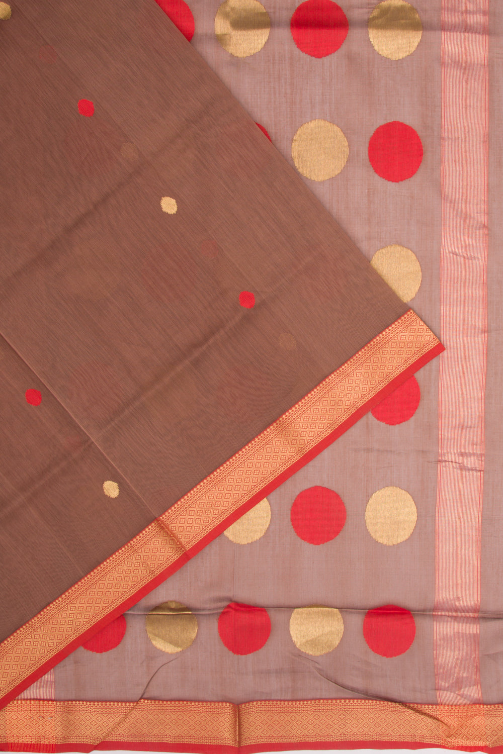 Maheshwari Cotton Butta Brown Saree