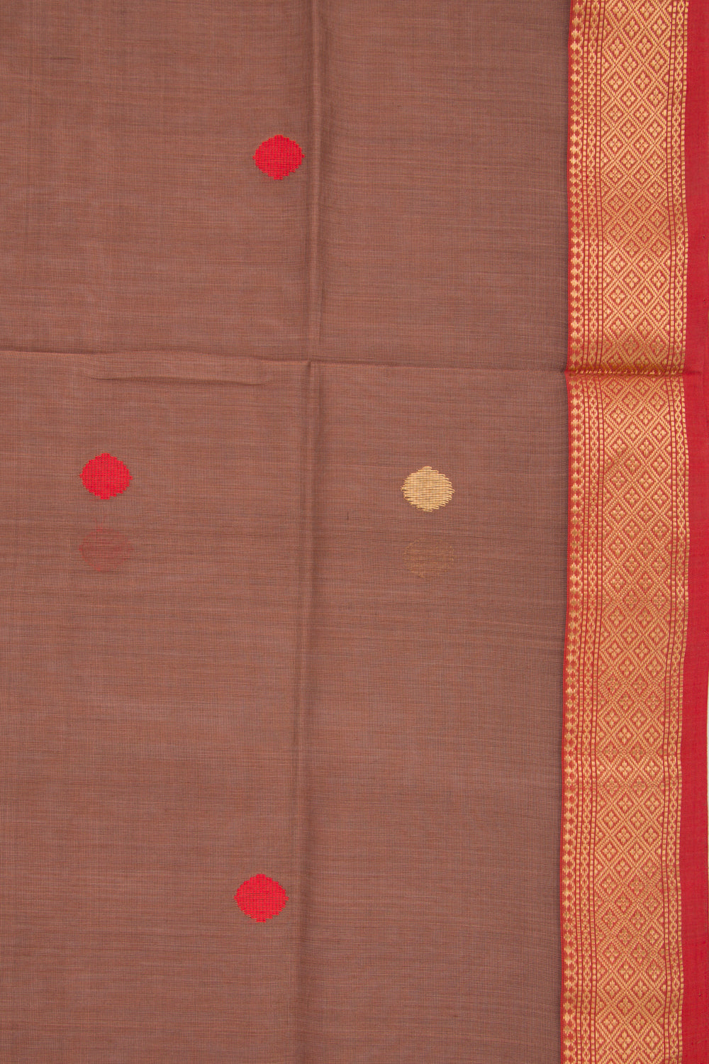 Maheshwari Cotton Butta Brown Saree