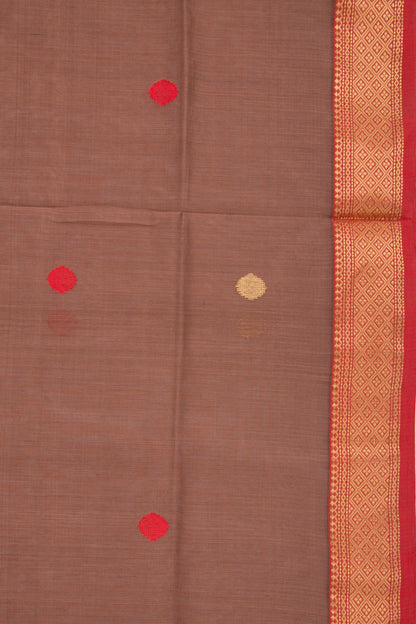 Maheshwari Cotton Butta Brown Saree