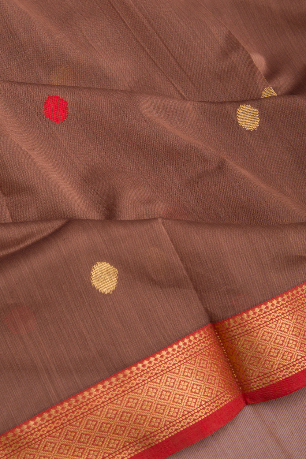 Maheshwari Cotton Butta Brown Saree