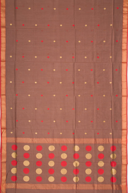Maheshwari Cotton Butta Brown Saree