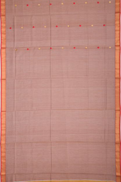 Maheshwari Cotton Butta Brown Saree
