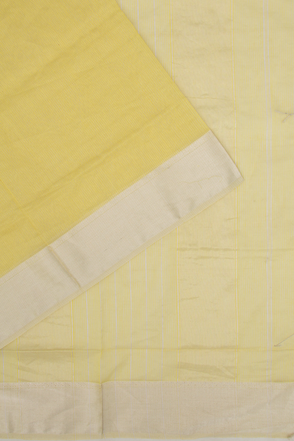 Maheshwari Cotton Checks Lemon Yellow Saree