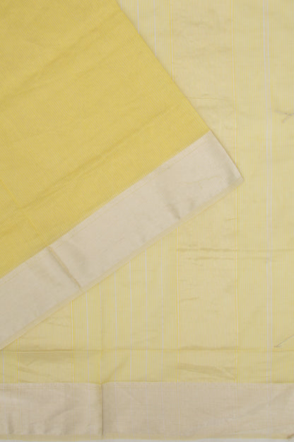 Maheshwari Cotton Checks Lemon Yellow Saree
