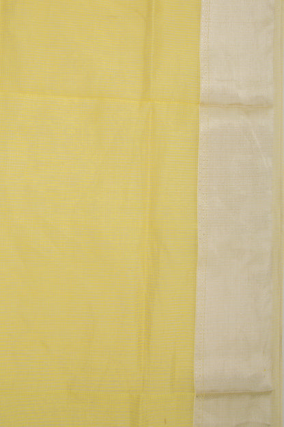 Maheshwari Cotton Checks Lemon Yellow Saree