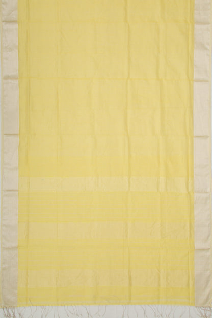 Maheshwari Cotton Checks Lemon Yellow Saree