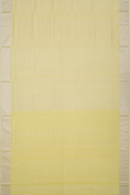 Maheshwari Cotton Checks Lemon Yellow Saree