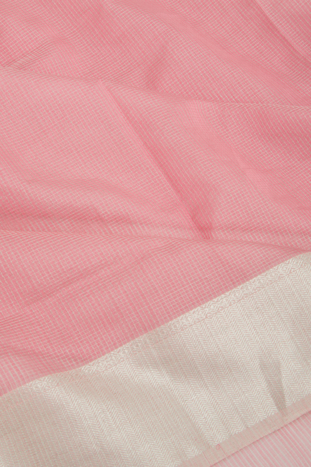 Maheshwari Cotton Checks Pink Saree