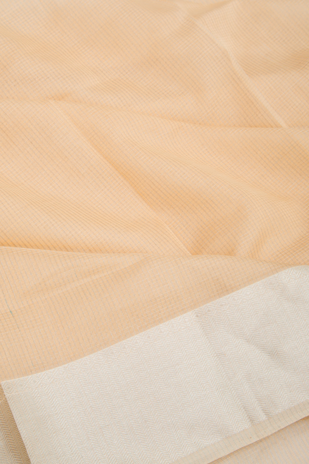 Maheshwari Cotton Checks Pastel Orange Saree