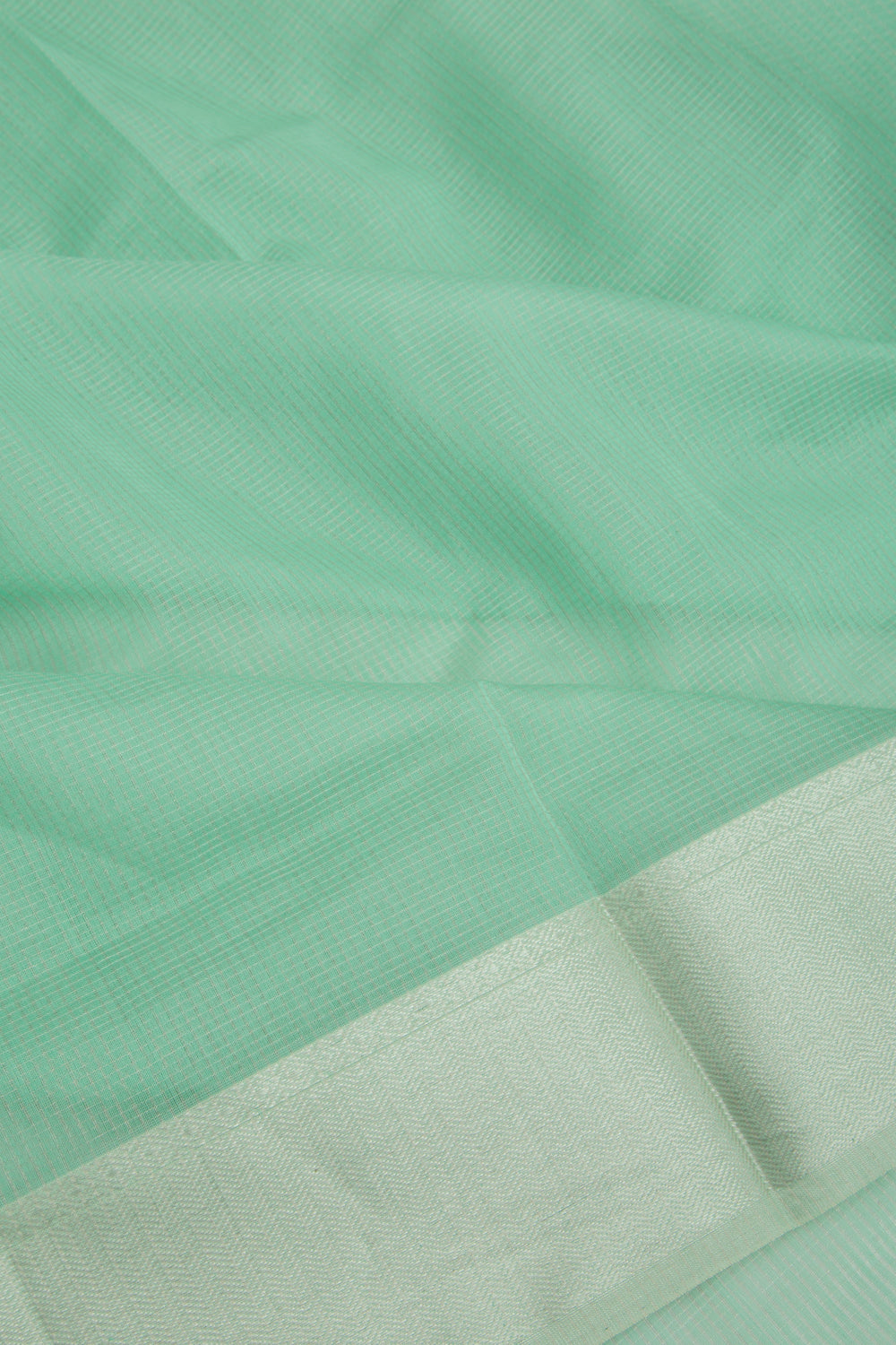 Maheshwari Cotton Checks Sea Green Saree