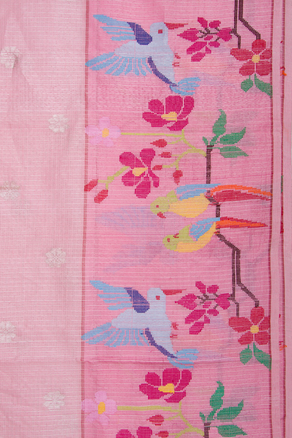 Kota Silk Tissue Butta Baby Pink Saree