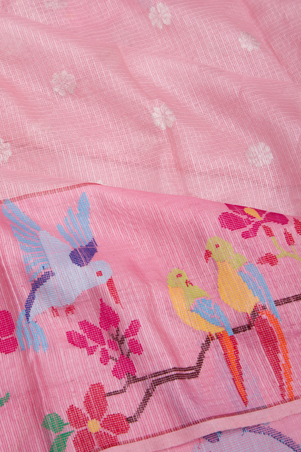 Kota Silk Tissue Butta Baby Pink Saree