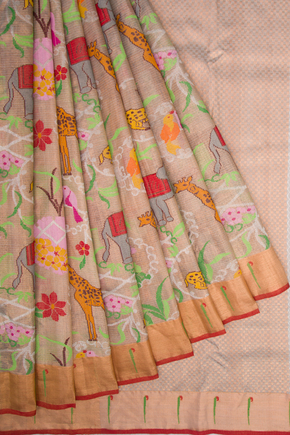 Kota Silk Tissue All Over Jamdani Grey Saree