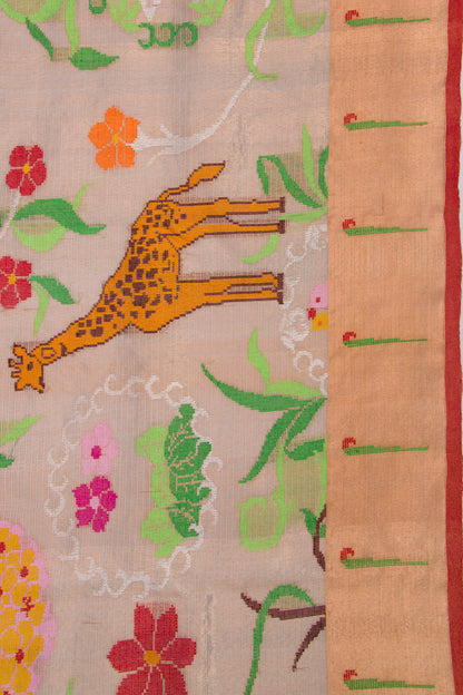 Kota Silk Tissue All Over Jamdani Grey Saree