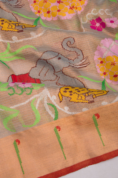 Kota Silk Tissue All Over Jamdani Grey Saree