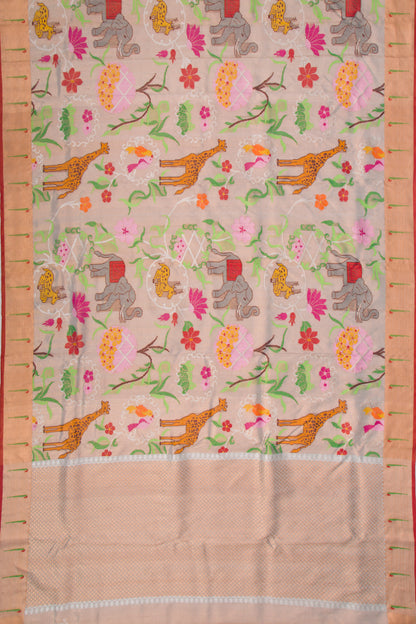 Kota Silk Tissue All Over Jamdani Grey Saree