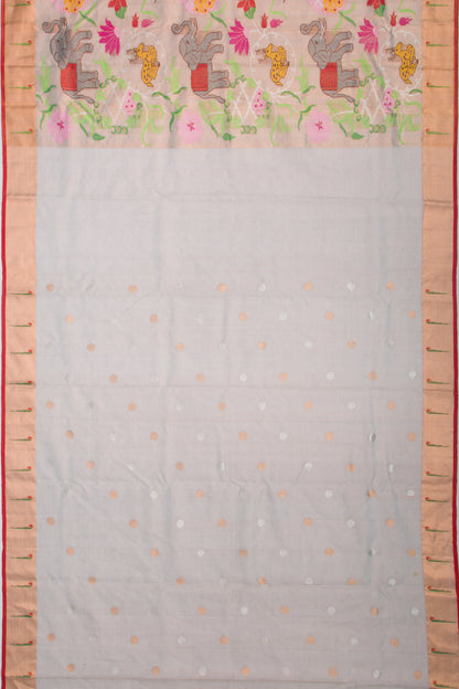 Kota Silk Tissue All Over Jamdani Grey Saree