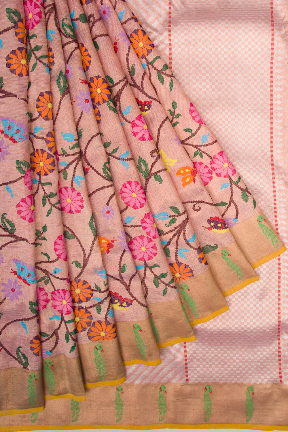 Kota Silk Tissue All Over Jamdani Pink Saree