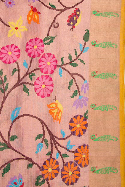 Kota Silk Tissue All Over Jamdani Pink Saree