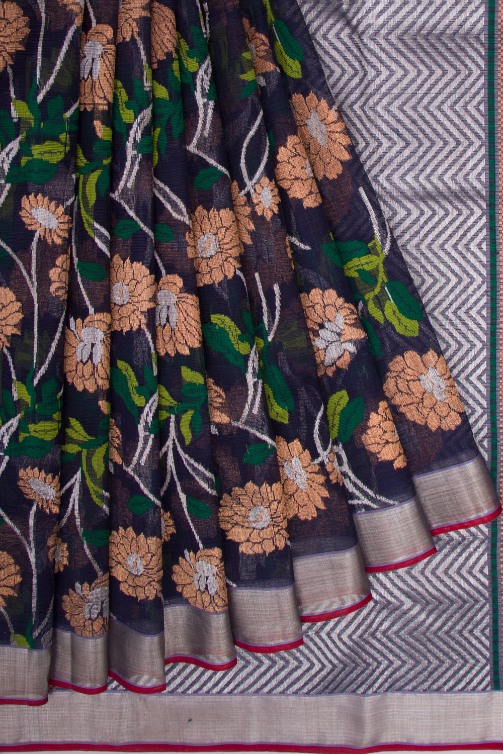Kota Silk All Over Jamdani Dark Blue Saree