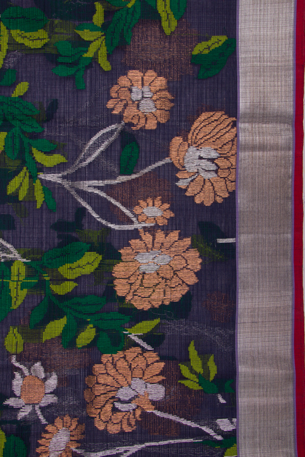Kota Silk All Over Jamdani Dark Blue Saree