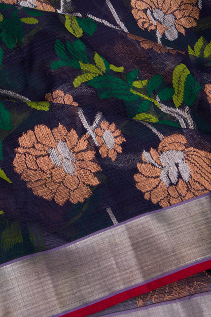 Kota Silk All Over Jamdani Dark Blue Saree
