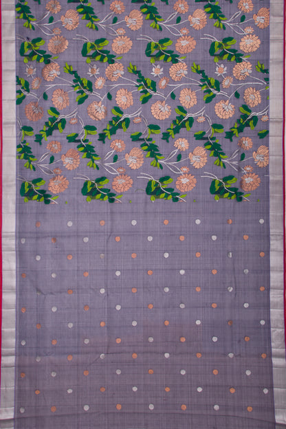 Kota Silk All Over Jamdani Dark Blue Saree