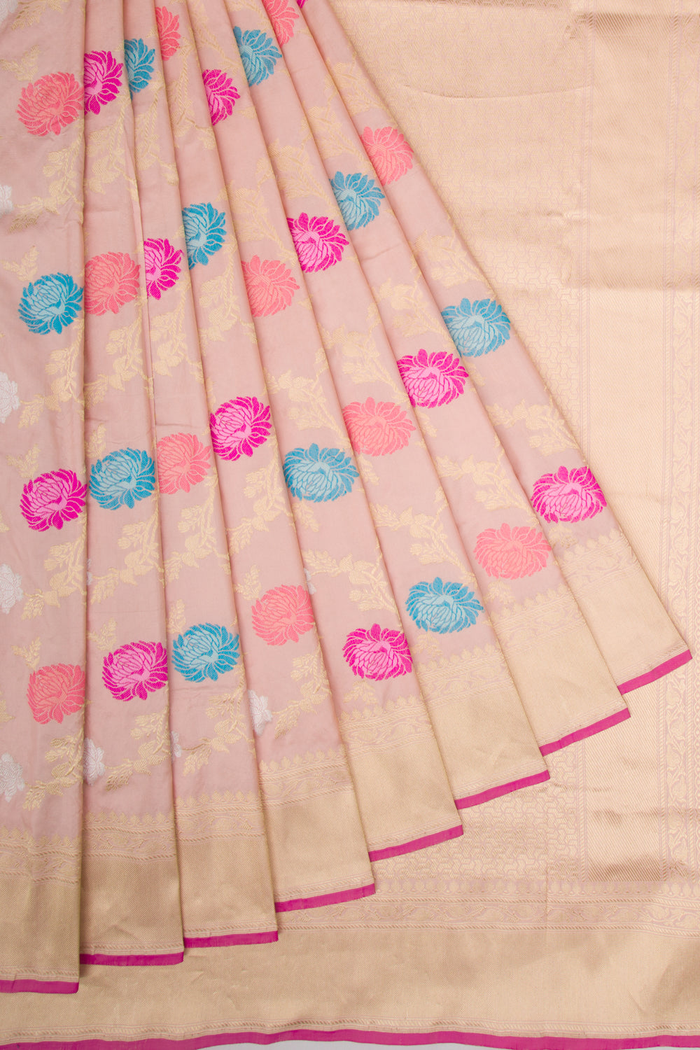 Banarasi Silk Kadwa Jaal Peach Saree