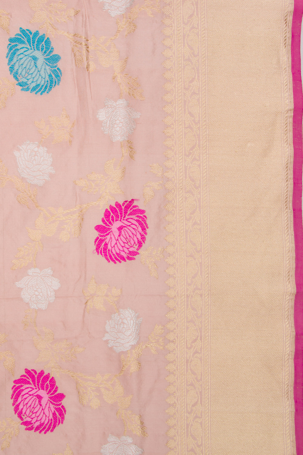 Banarasi Silk Kadwa Jaal Peach Saree