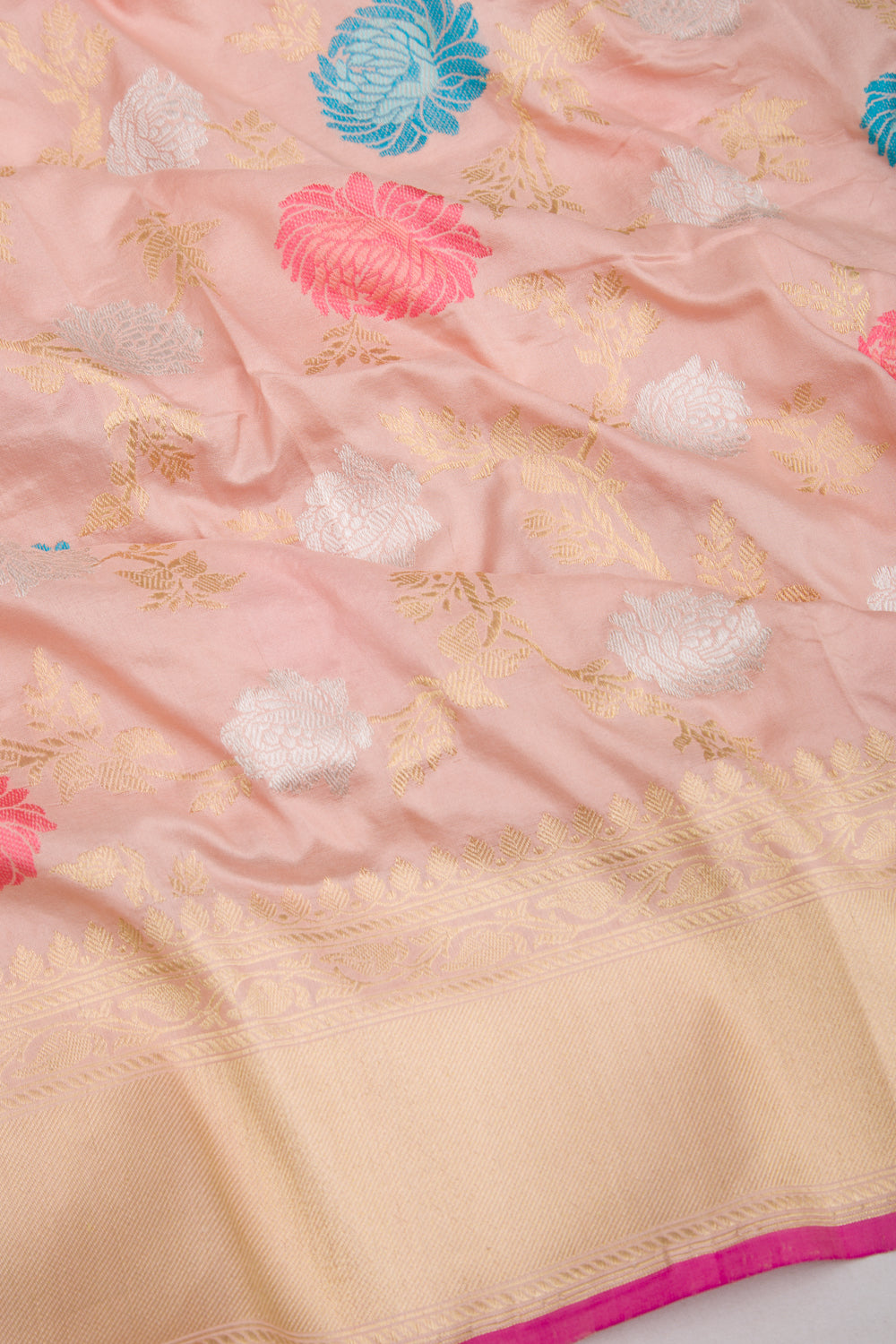 Banarasi Silk Kadwa Jaal Peach Saree
