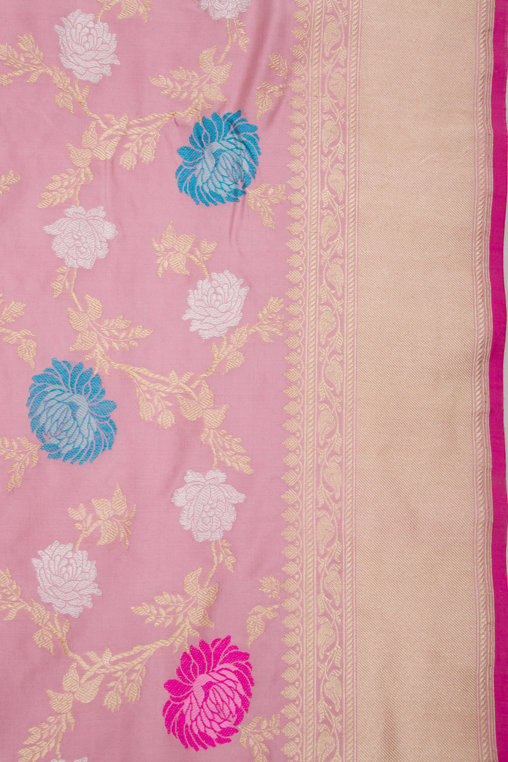 Banarasi Silk Kadwa Jaal Pastel Pink Saree