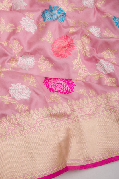 Banarasi Silk Kadwa Jaal Pastel Pink Saree