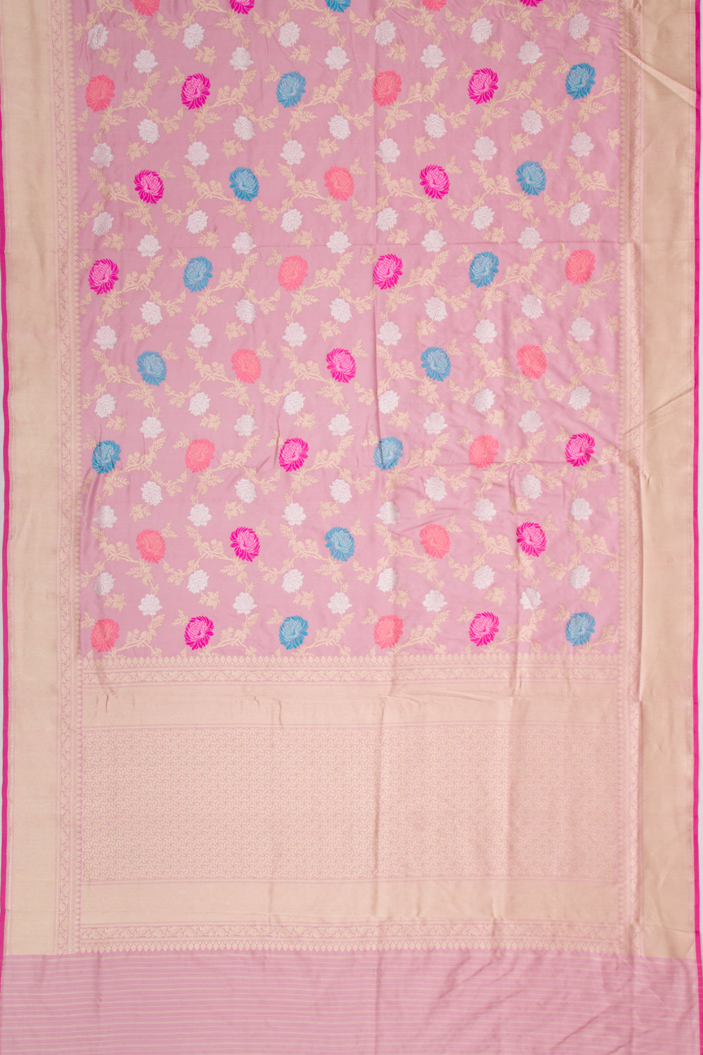 Banarasi Silk Kadwa Jaal Pastel Pink Saree