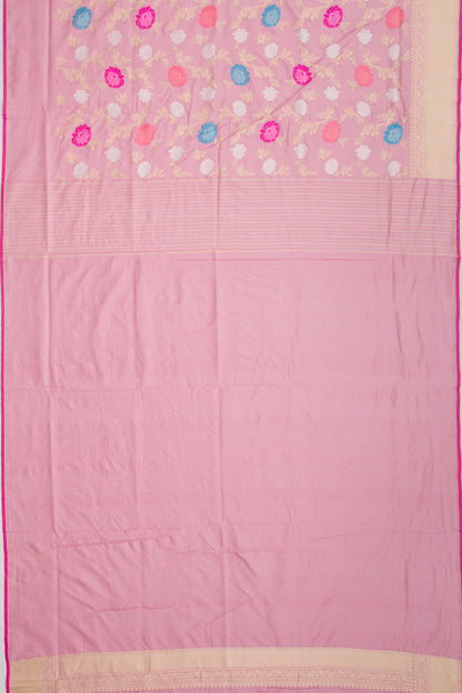 Banarasi Silk Kadwa Jaal Pastel Pink Saree