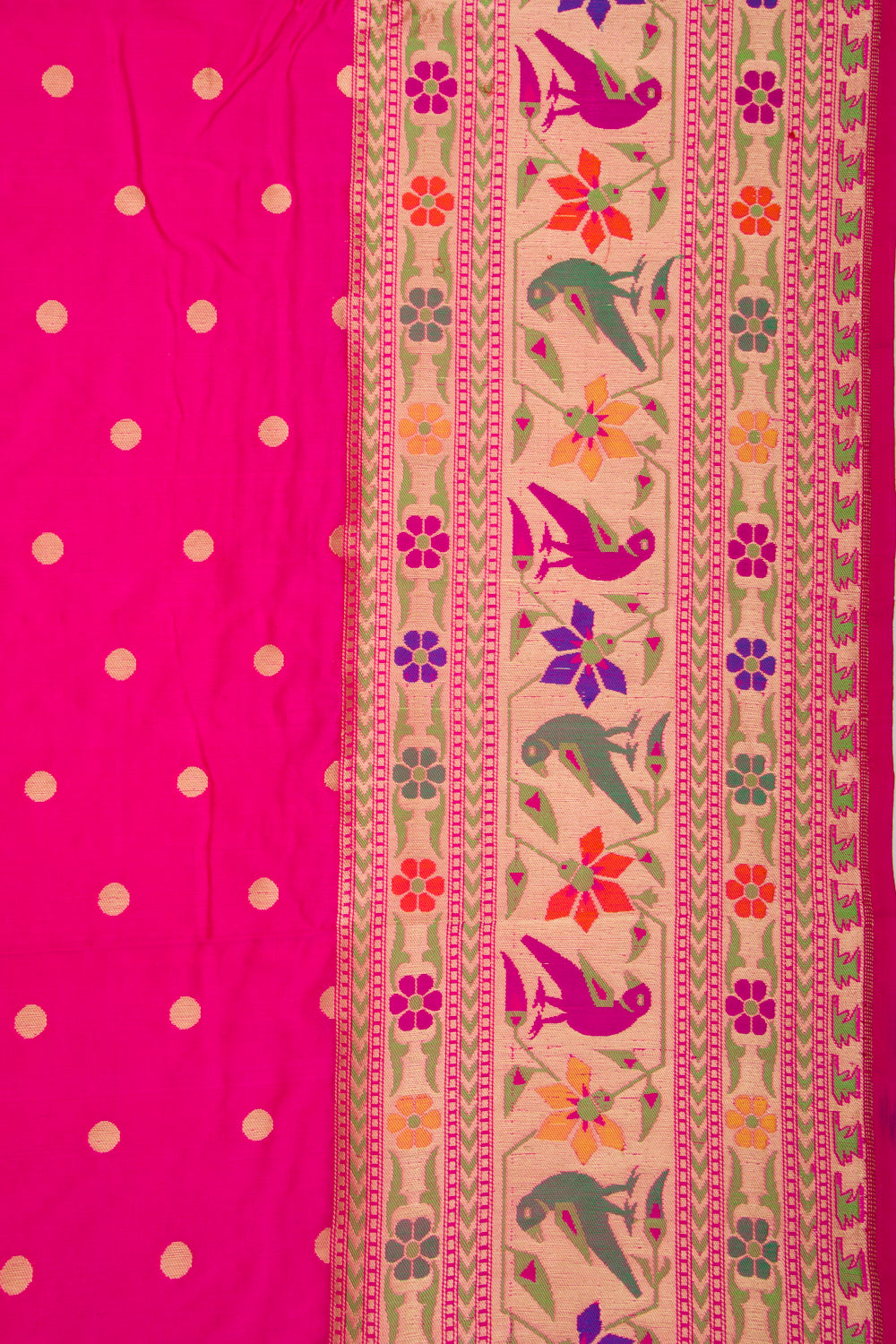 Banarasi Silk Butta Pink Saree With Paithani Inspired Border
