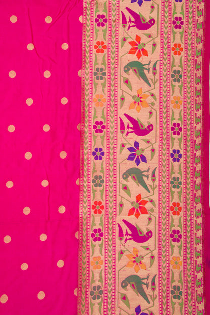 Banarasi Silk Butta Pink Saree With Paithani Inspired Border