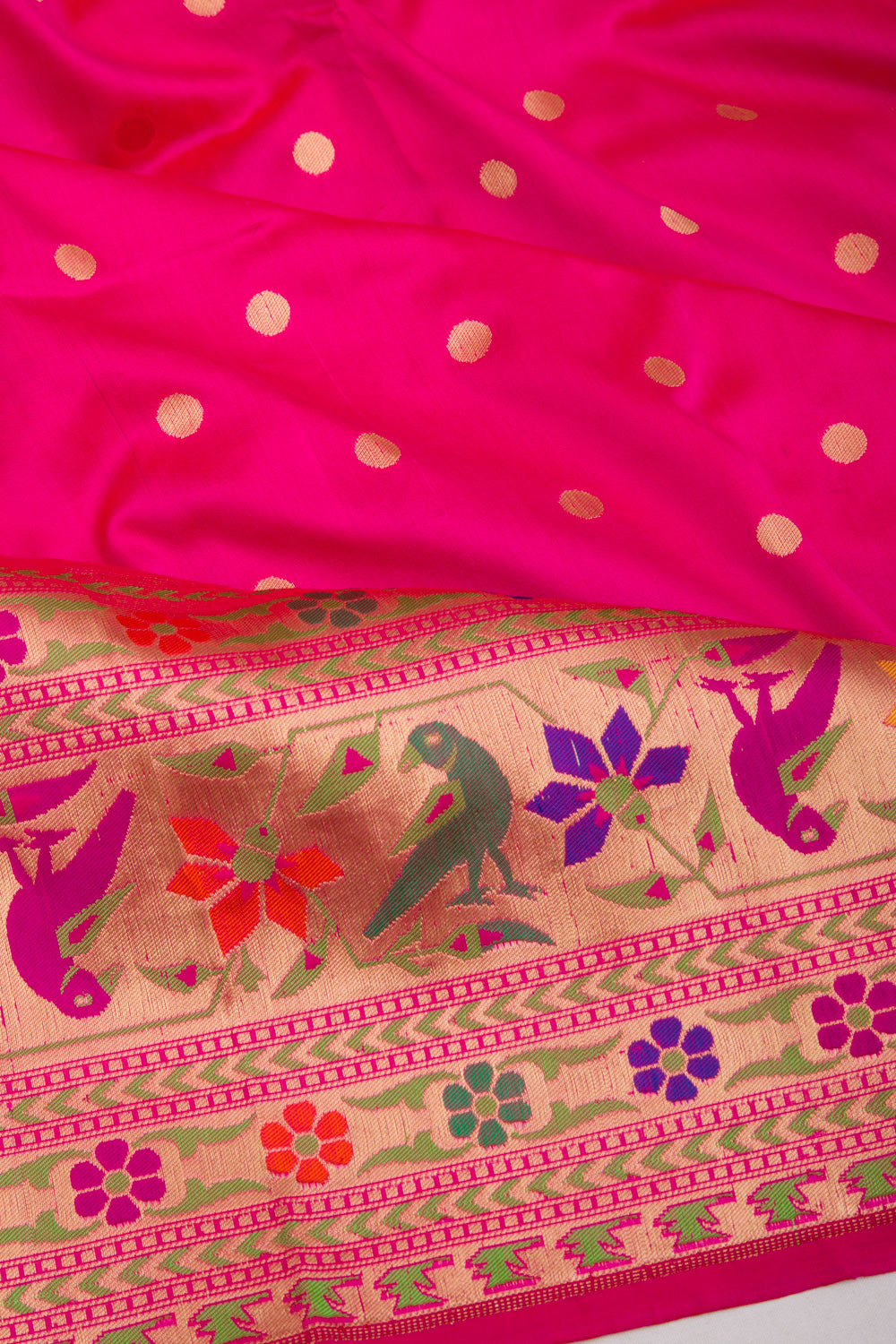 Banarasi Silk Butta Pink Saree With Paithani Inspired Border