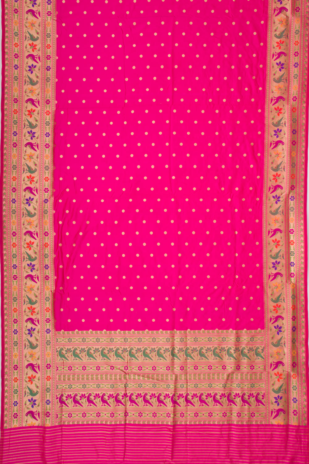 Banarasi Silk Butta Pink Saree With Paithani Inspired Border