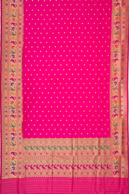 Banarasi Silk Butta Pink Saree With Paithani Inspired Border