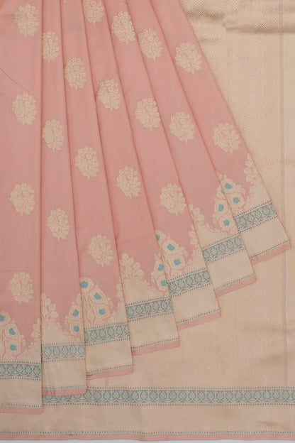 Banarasi Silk Butta Peach Saree