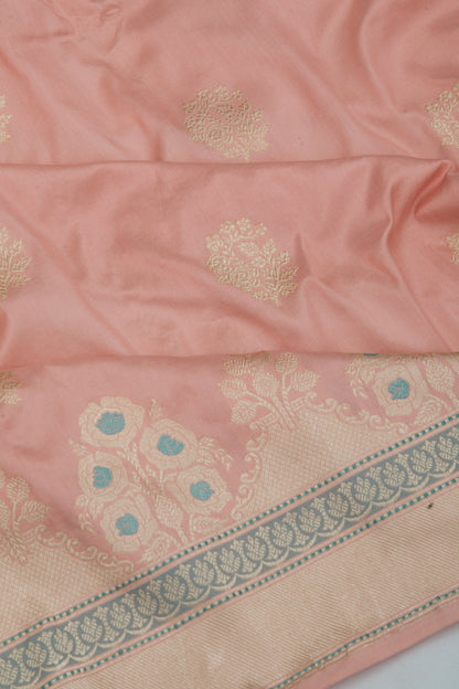 Banarasi Silk Butta Peach Saree
